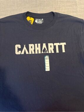 Carhartt Navy Short-Sleeve Logo Tee with White Print